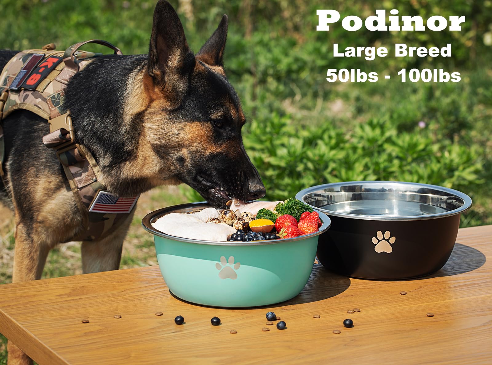 Podinor large-dog-water-bowl-inside-diameter highlights ample capacity for big breeds.