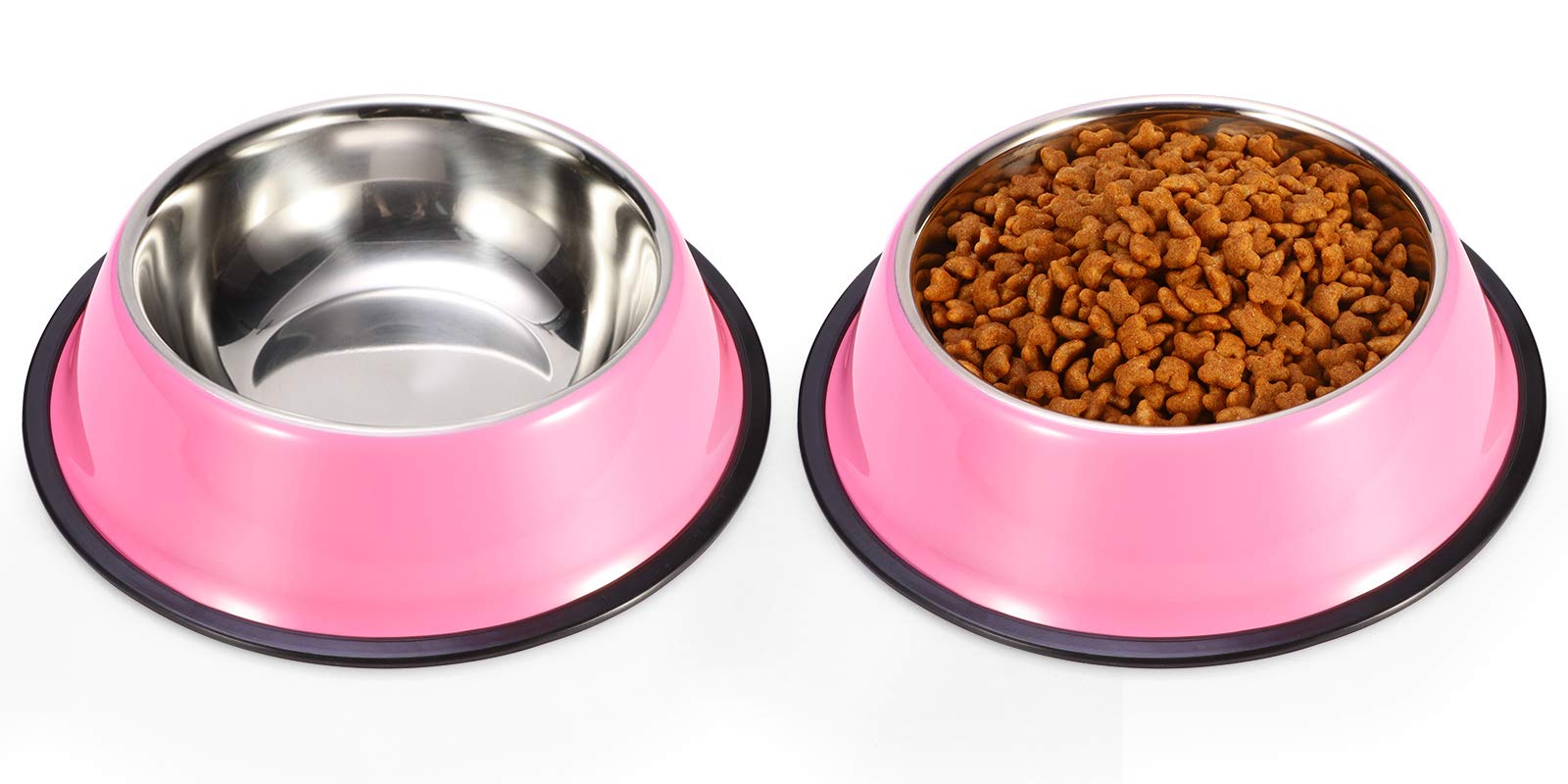 Podinor stainless steel dog bowls with non-slip bottom prevent sliding during mealtime.