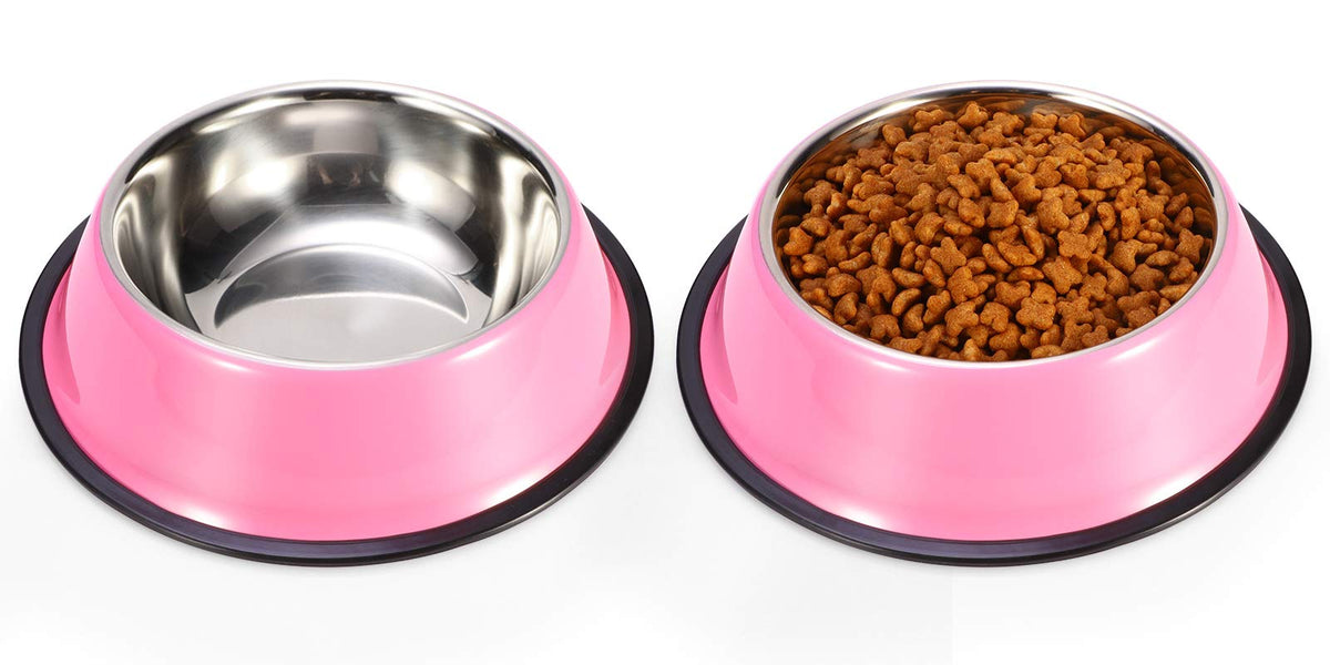 Podinor stainless steel dog bowls with non-slip bottom prevent sliding during mealtime.