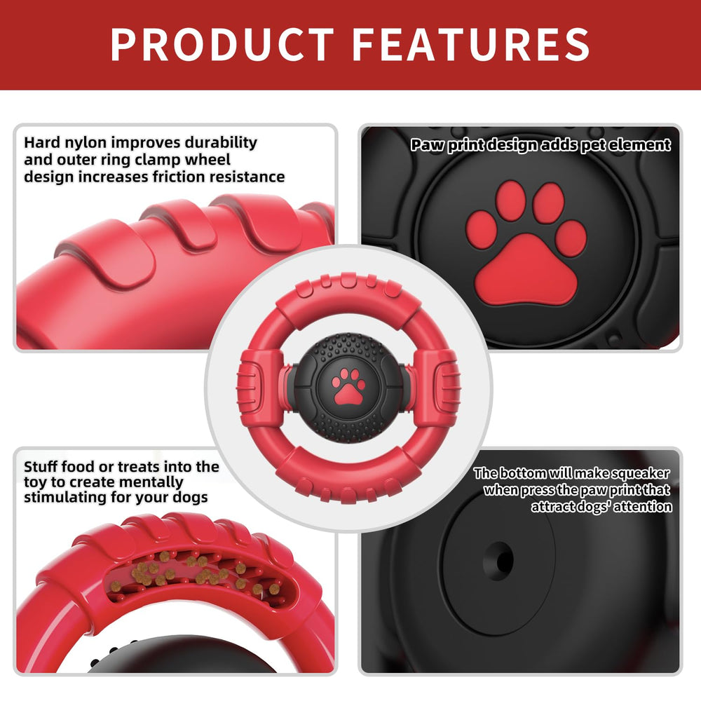 PODLINE indestructible dog toy with nylon outer ring and rubber center supports long-lasting chewing