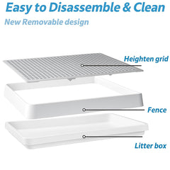 PODOO litter box with heightened grid prevents splash and mess