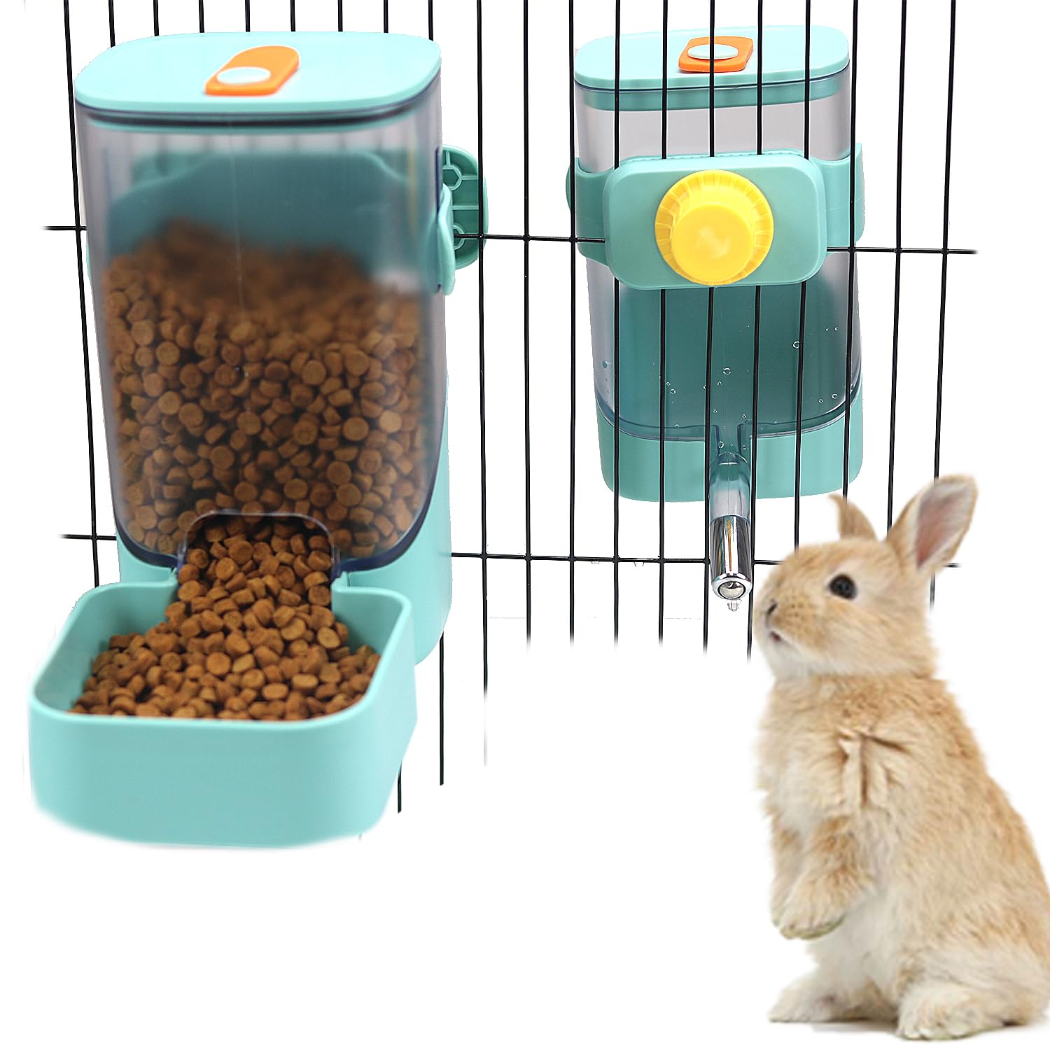 PODOO rabbit-water-dispenser-24oz image shows clear reservoir for easy monitoring and spill prevention.