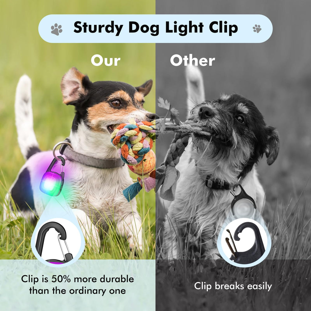 POEEY dog light clip-on red mode improves visibility for late-evening walks.