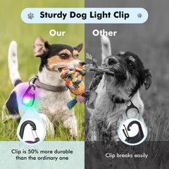 POEEY dog light clip-on red mode improves visibility for late-evening walks.