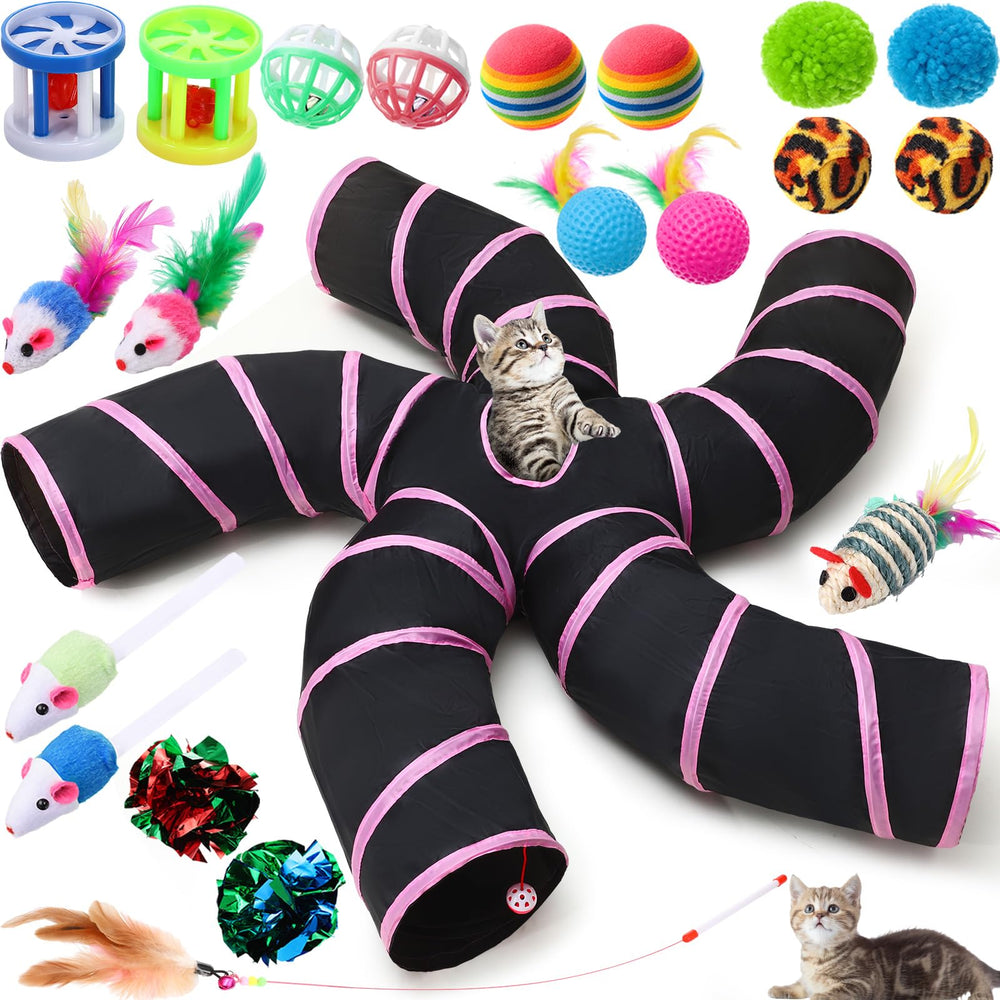 Poen cat tunnel foldable 5-way openings for indoor play and hiding spaces.