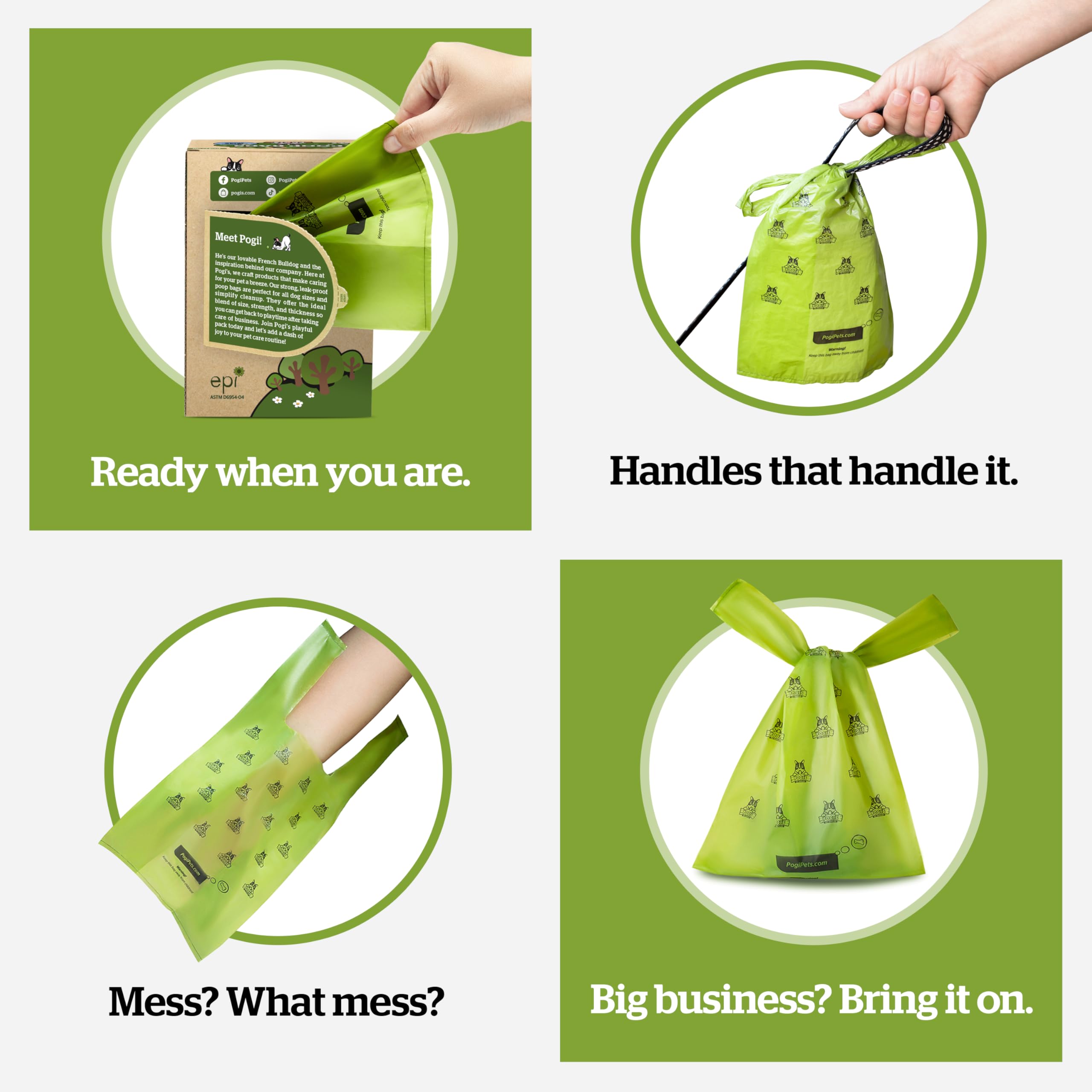 Pogi's 300-bag supply reduces restocking for busy households.