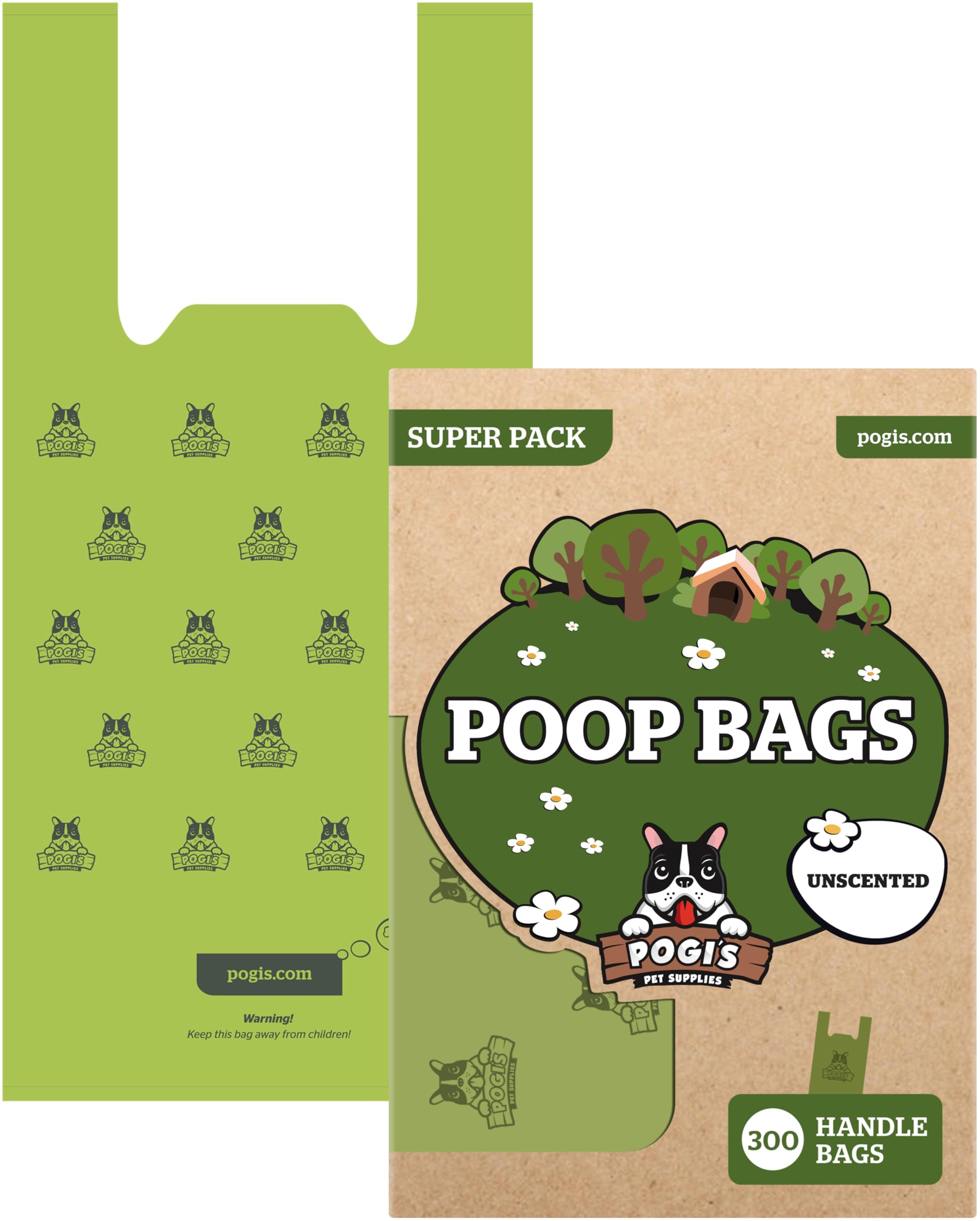 Pogi's 300 unscented bags with box-dispensing for easy, mess-free walks.