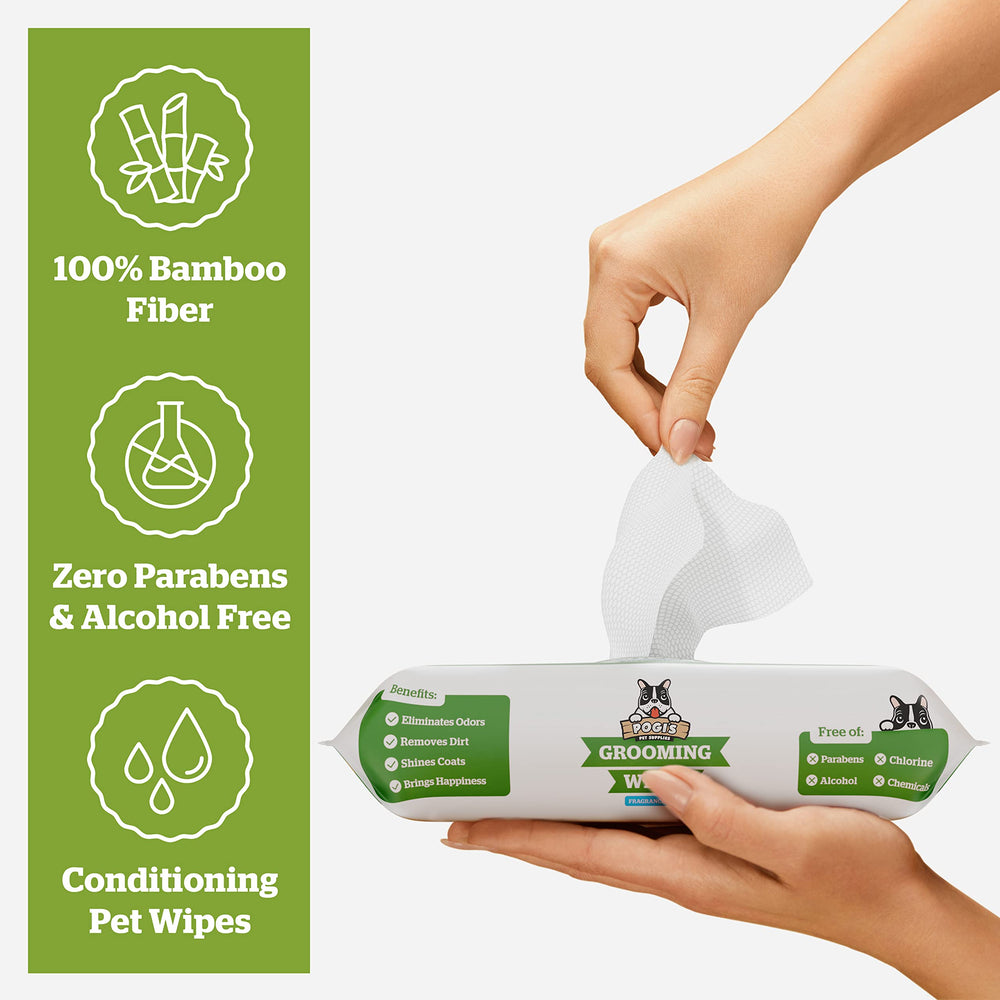 Pogi's fragrance-free pack highlights safe, gentle cleaning for sensitive skin daily use.