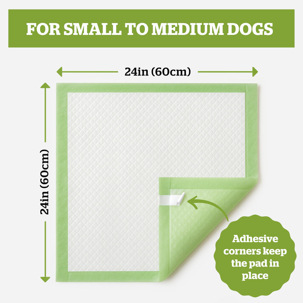 Pogi's Dog Pads sticky-tabs close-up highlights absorbency and leak protection
