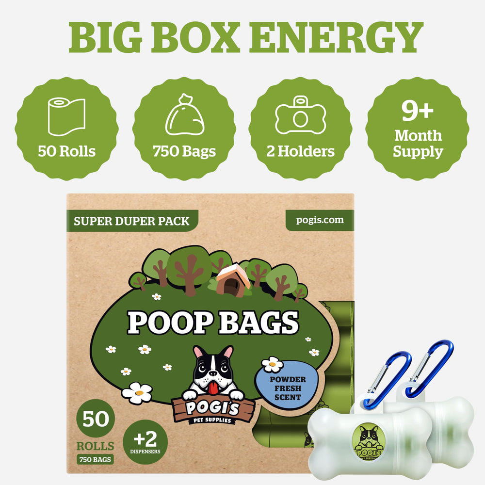 Pogi's 50-roll pack ensures long-lasting supply of bags.