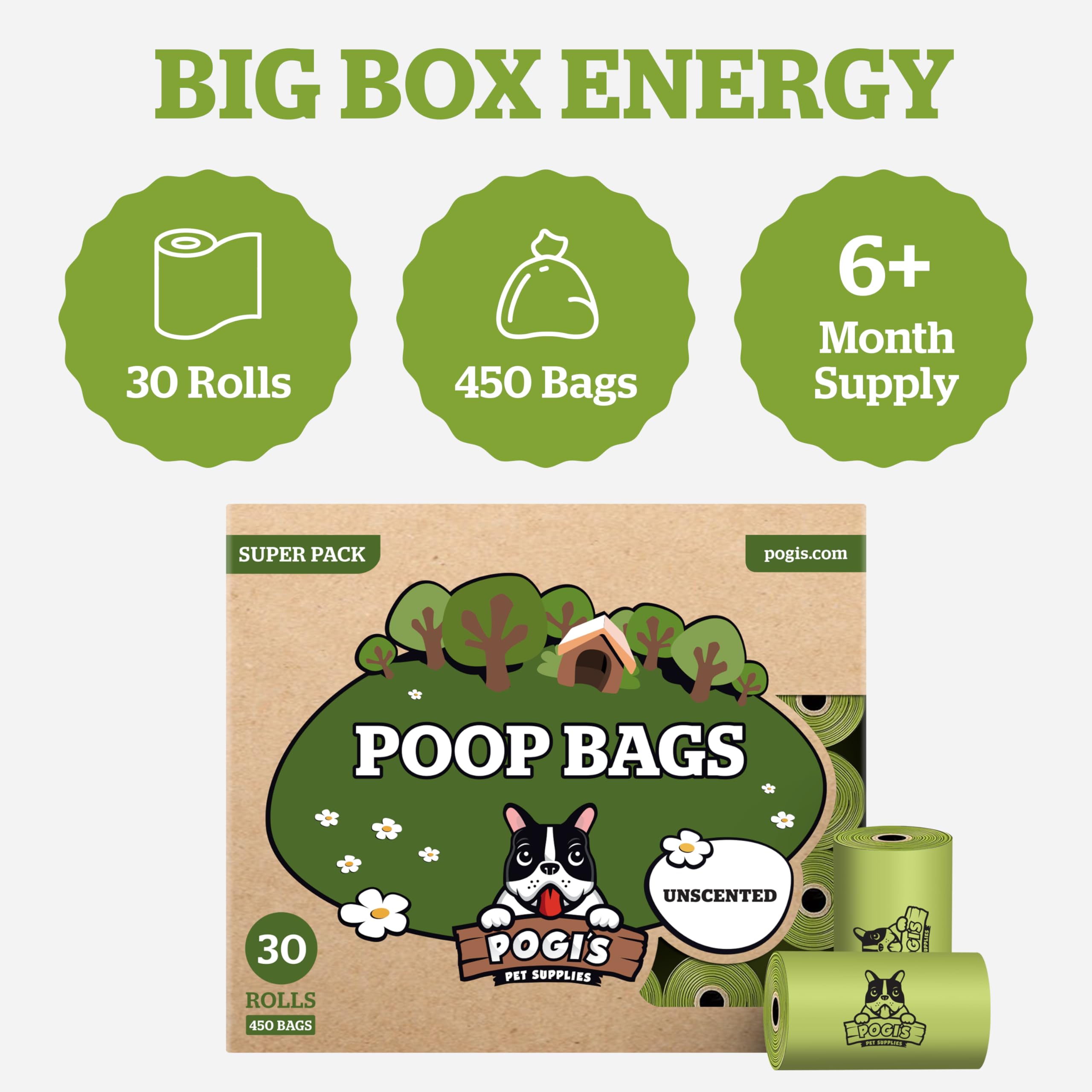 Pogi's Dog Poop Bags cardboard box packaging reduces waste