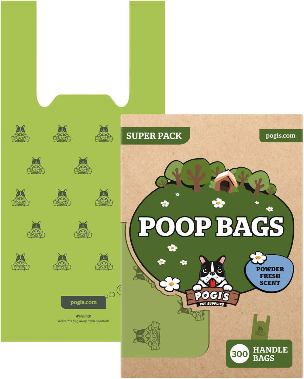 Pogi's dog poop bags with extra-thick design for tough messes and leak protection.