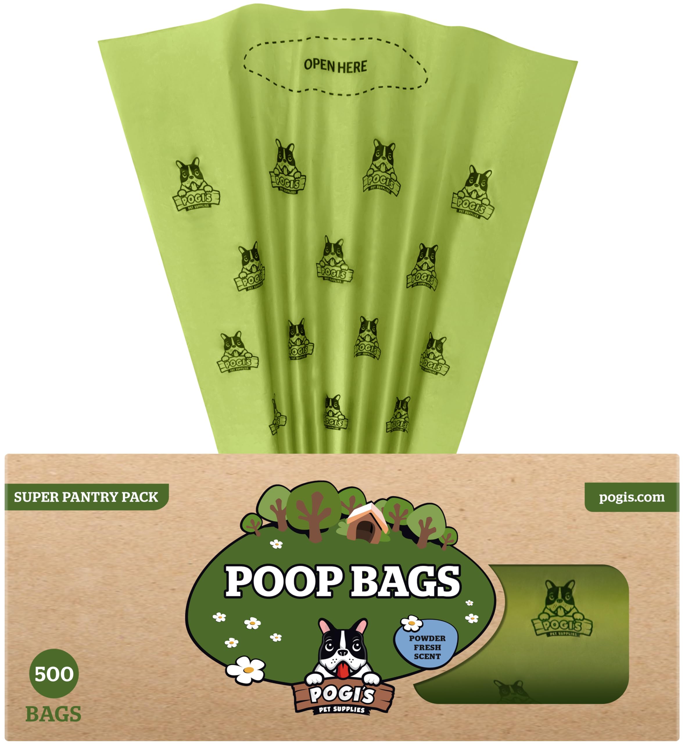 Pogi's Poop Bags bulk roll packaging for easy daily cleanup.