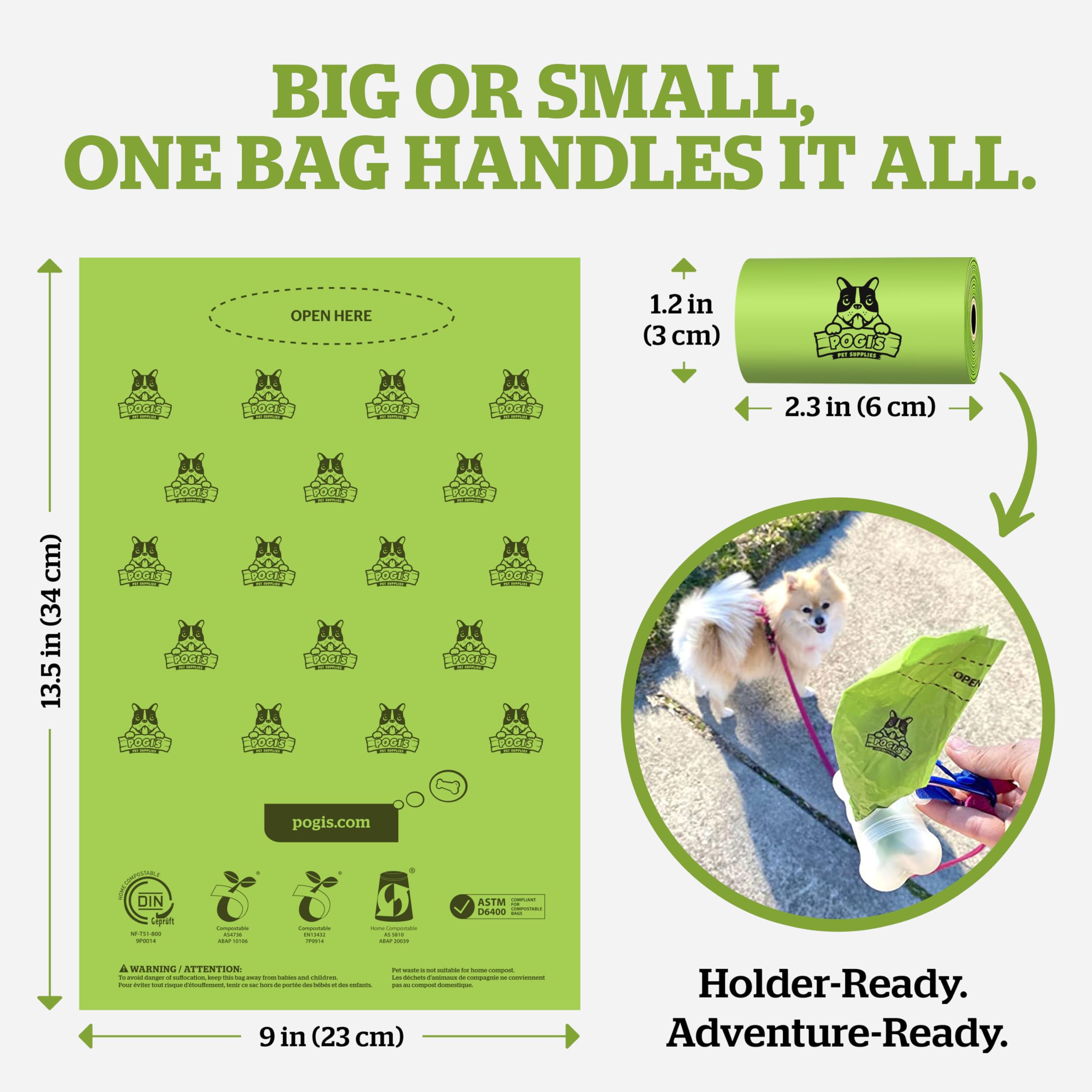 Pogi's Compostable Poop Bags close-up reveals plant-based materials.
