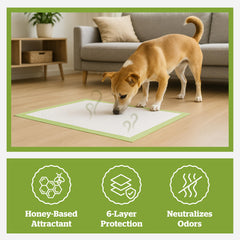 Pogi's Potty Pads sticky corners closeup shows secure adhesion on floors.