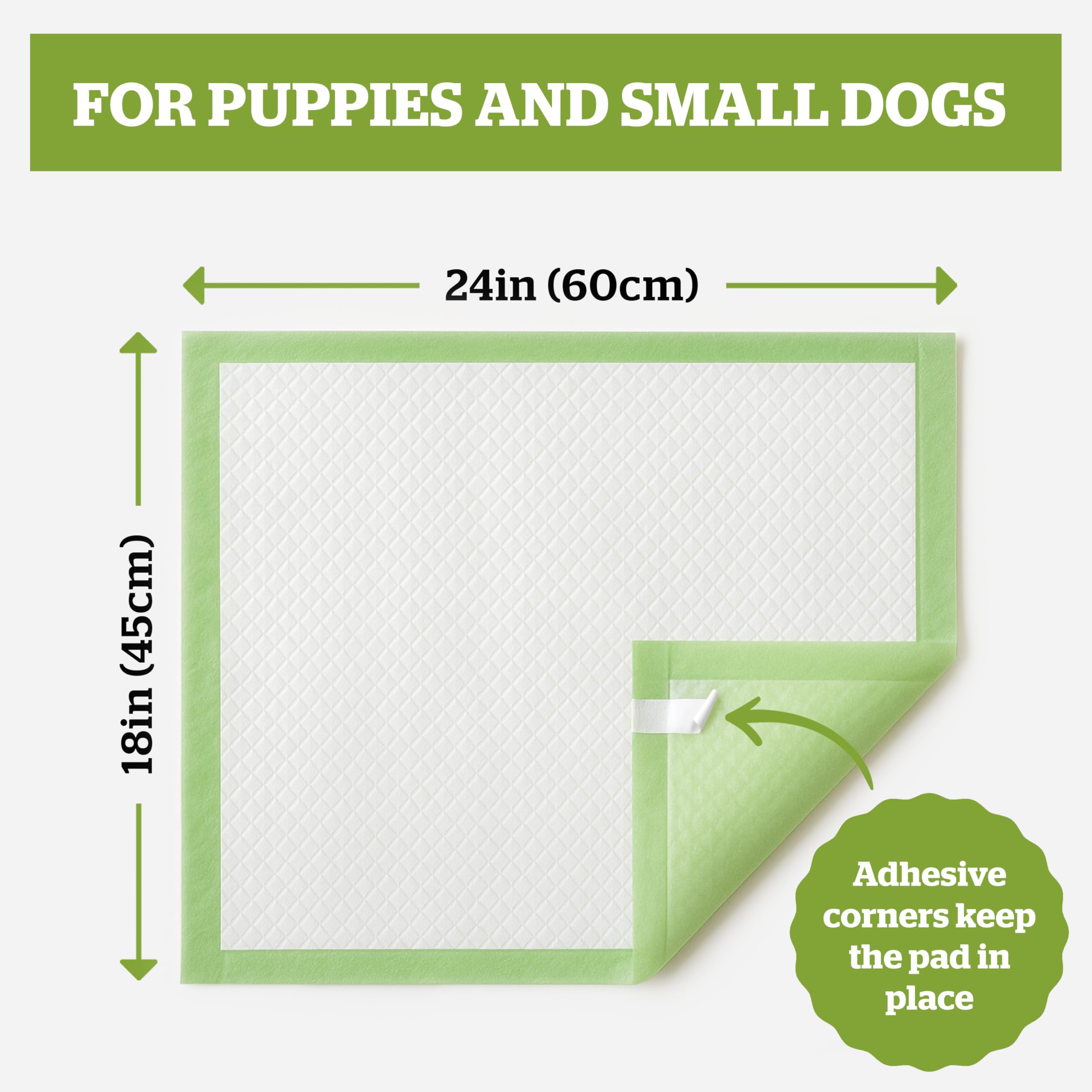 Pogi's Puppy Pads six-layer protection locks in leaks and odors during potty training.
