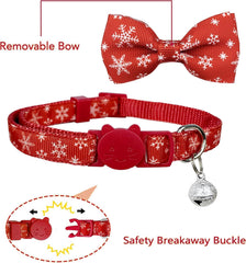 Pohshido cat bow tie collar santa pattern closeup showcases playful holiday charm for cats