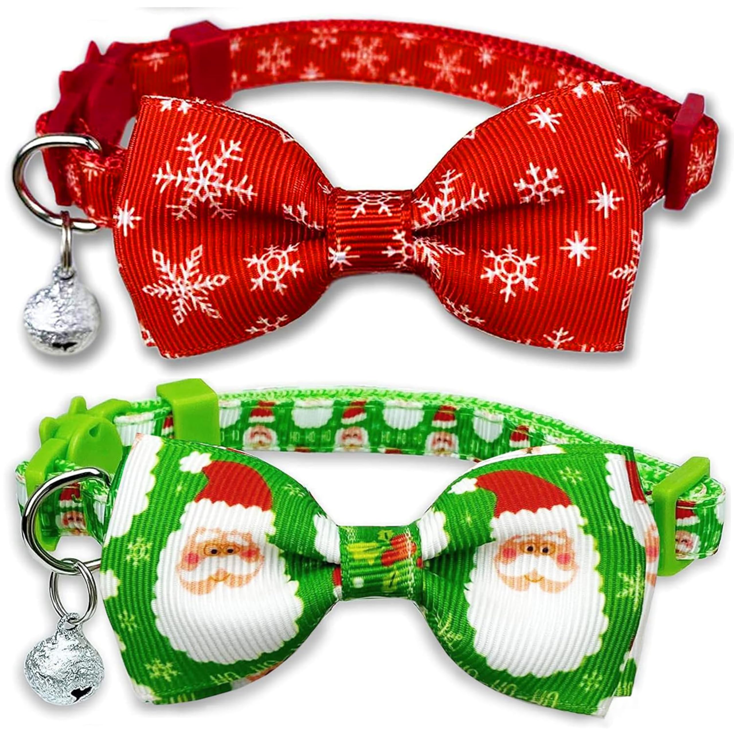 Pohshido cat bow tie collar snow pattern closeup for a festive look during gatherings
