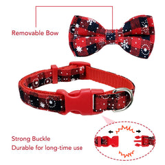 Pohshido Christmas collar with green bow—holiday party-ready look.