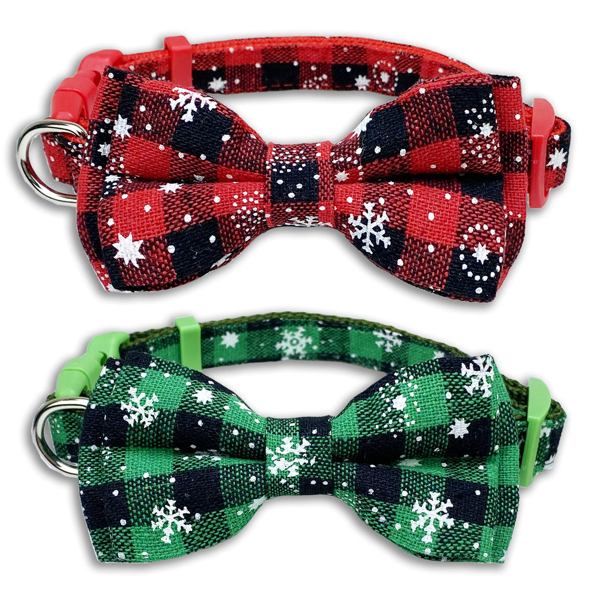 Pohshido Christmas collar with red bow—festive daily wear for dogs.