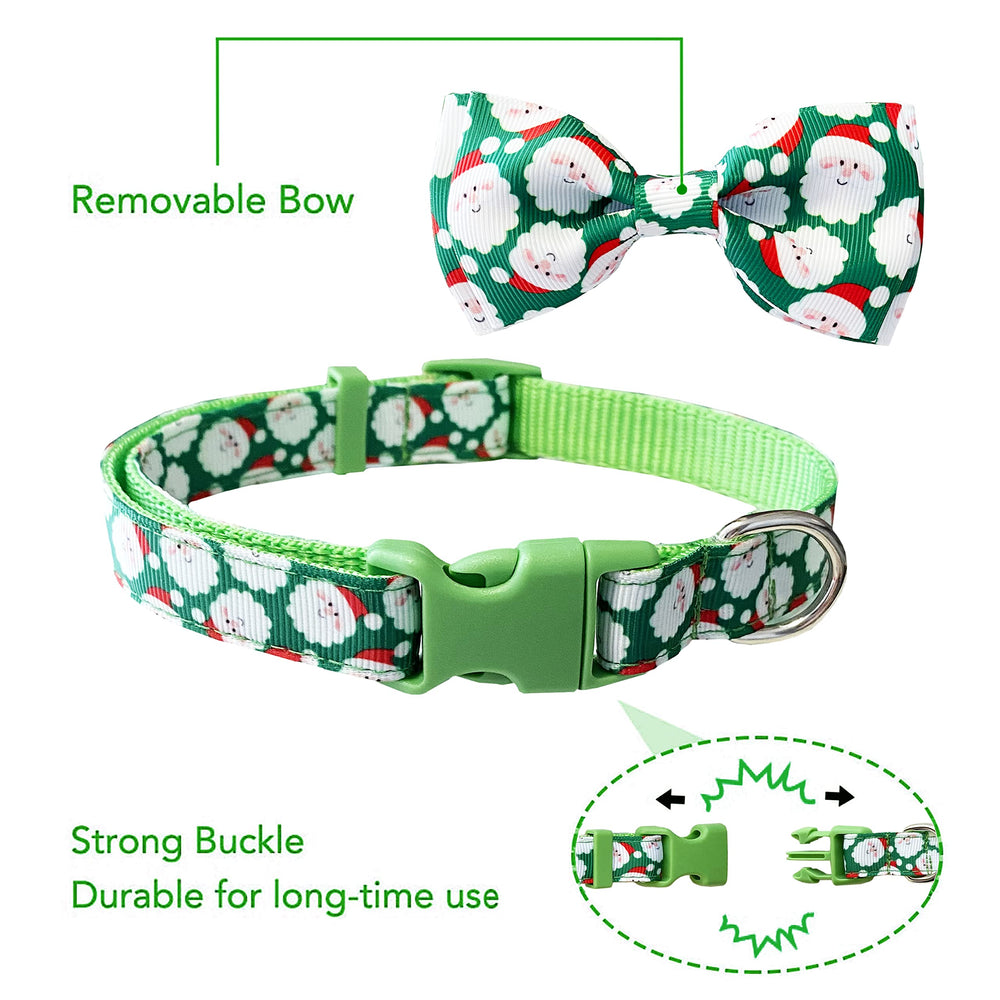 Pohshido Christmas dog collar with snowman bow—playful holiday look.