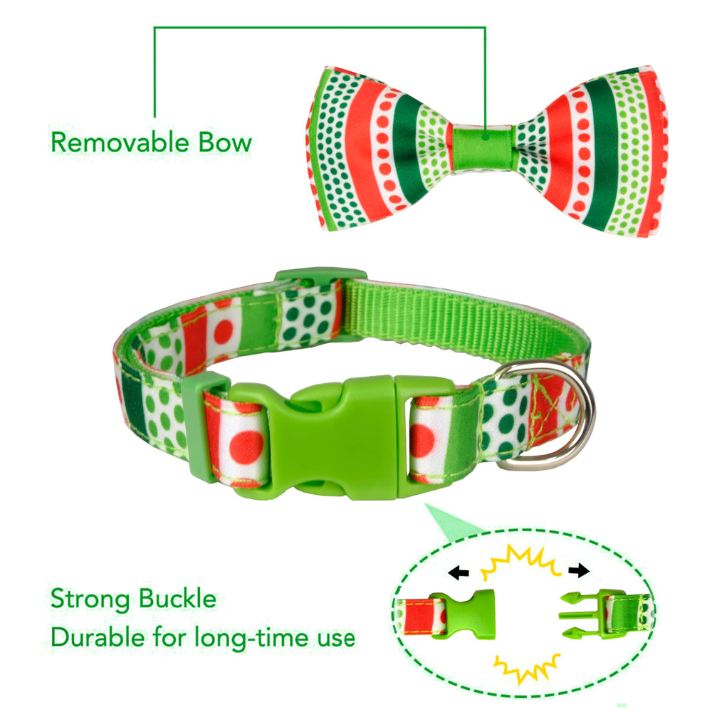 Pohshido adjustable green-buckle collar for secure, easy holiday wear