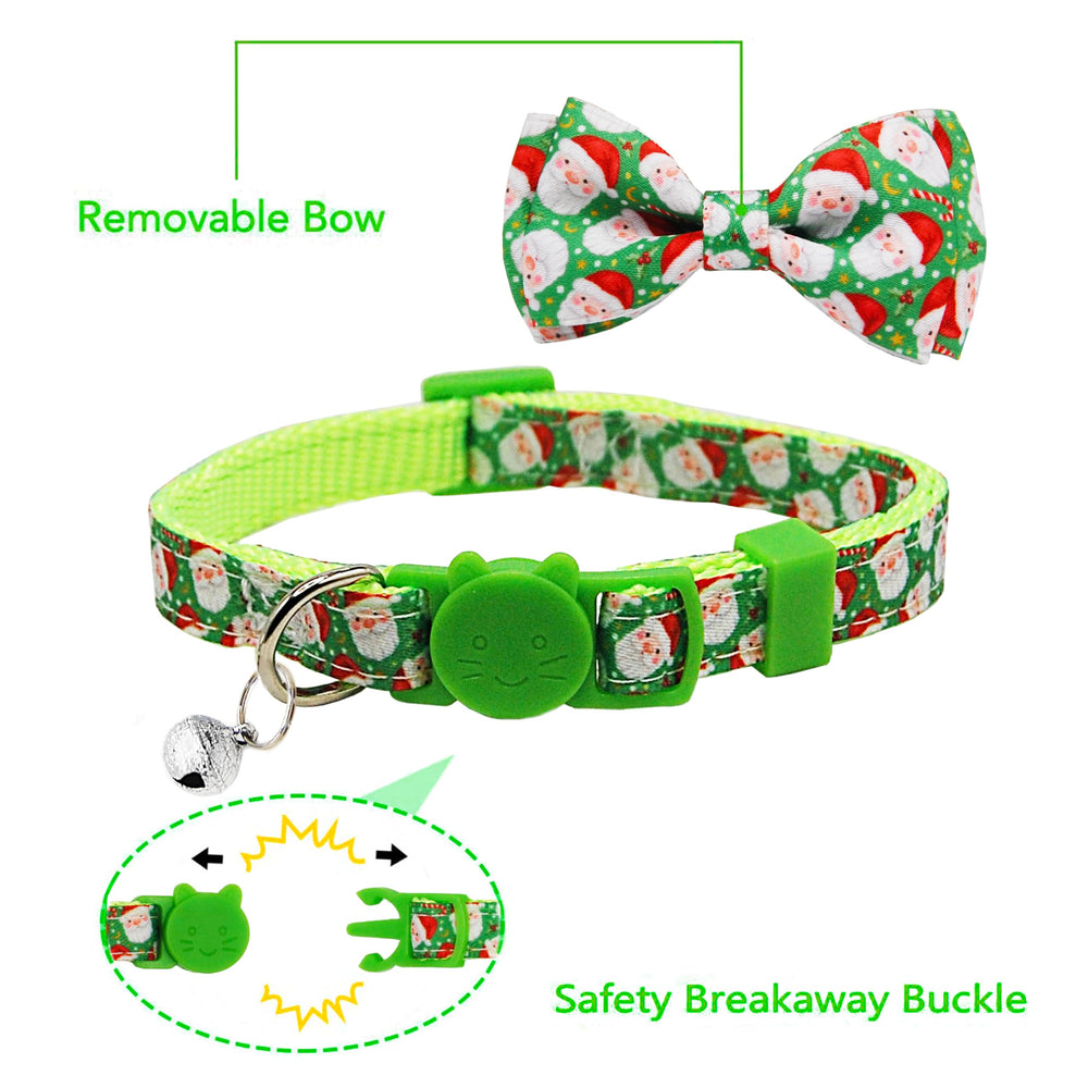 Pohshido green Santa-pattern collar adds holiday style