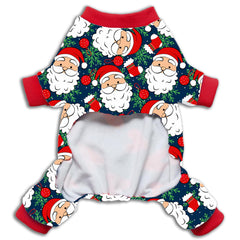 Pohshido Santa Pajama front pattern shows Santa and stockings for holiday photos