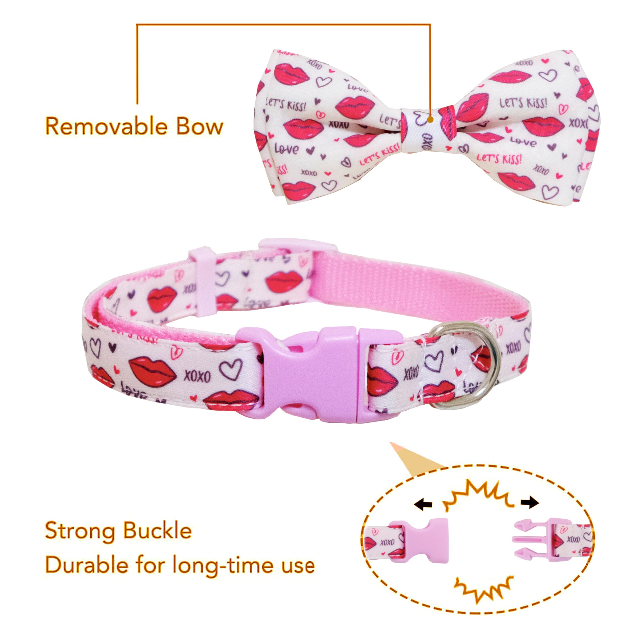 Pohshido Valentine bow-on-collar detail adds cute holiday charm