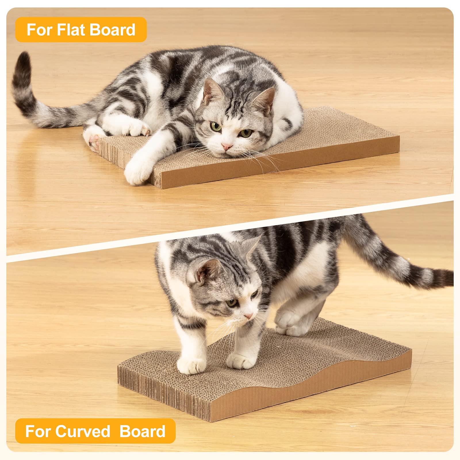 Poils bebe curved-board scratcher in use for comfortable claw scratching