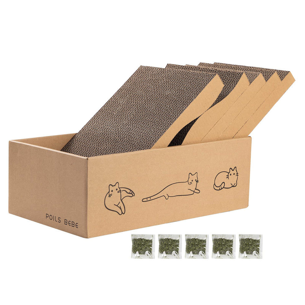 Poils bebe cat scratcher with box curved board ready for indoor play