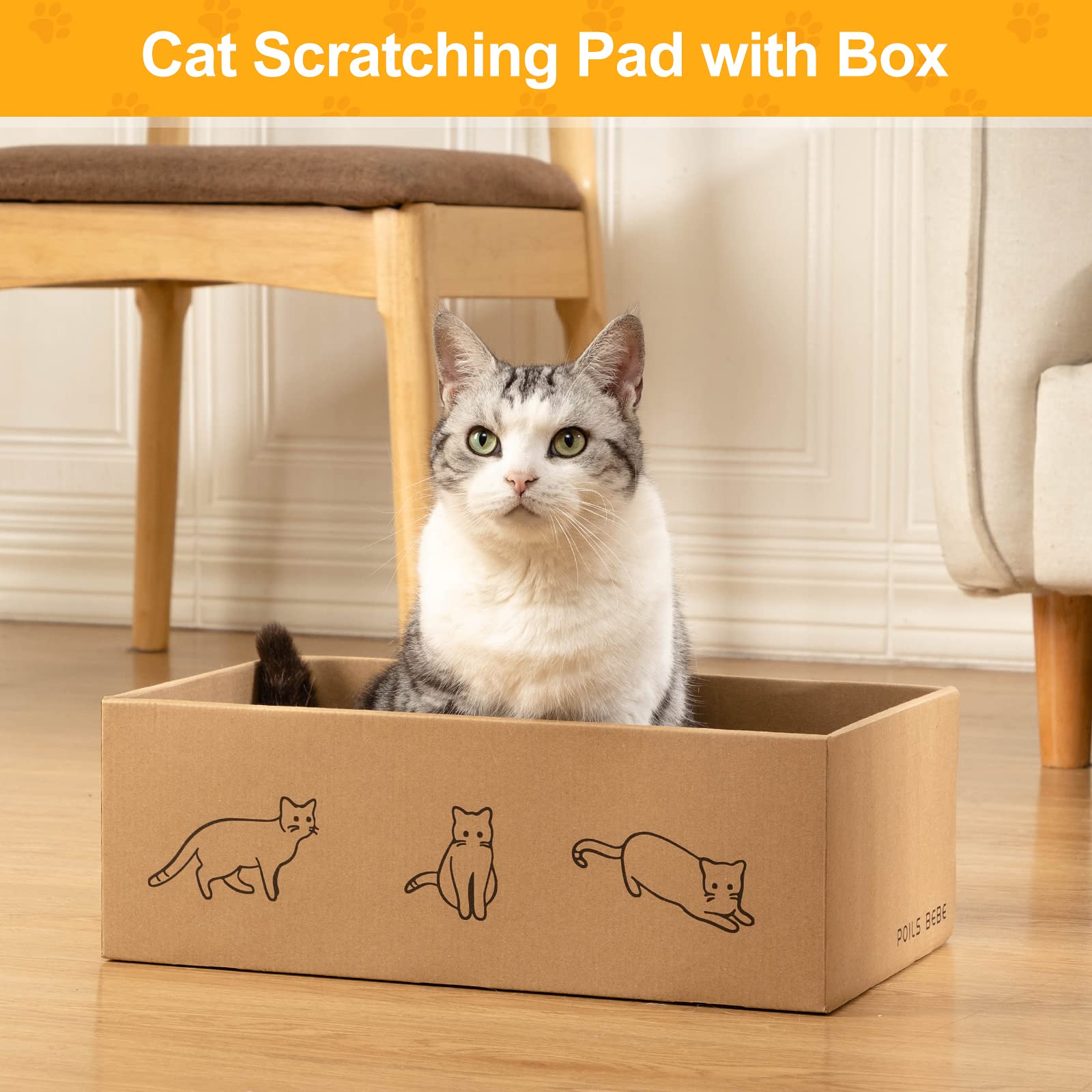 Poils bebe cat scratcher flat board shown for paw sharpening