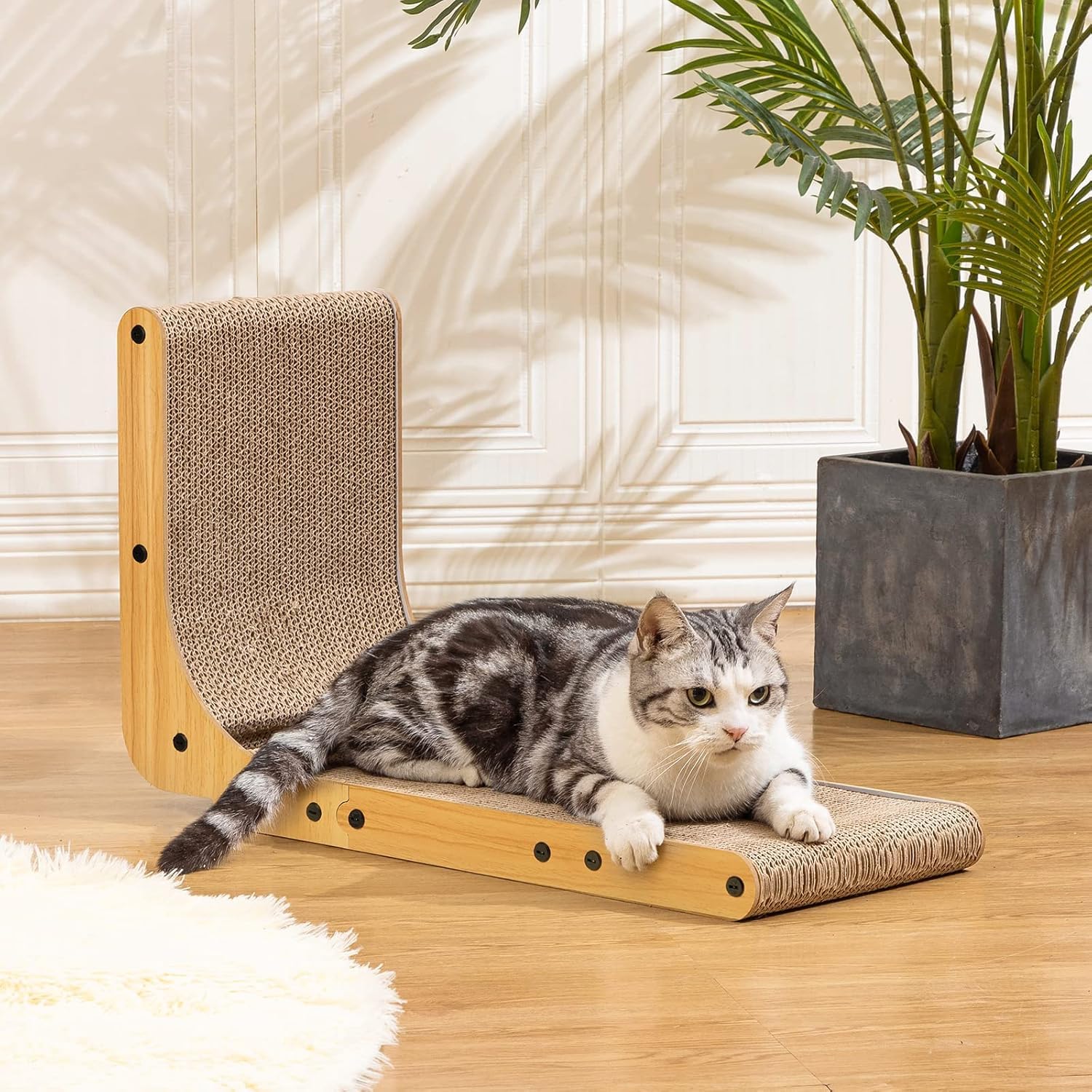 Poils bebe L Shape Cat Scratcher durable cardboard emphasizes long-lasting protection