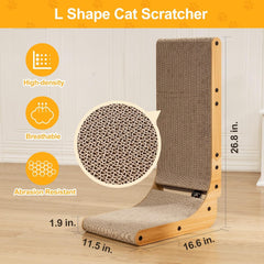 Poils bebe L Shape Cat Scratcher side view highlights space-saving design for small rooms