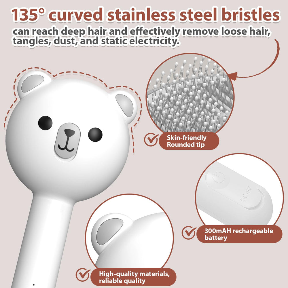 POIIOPY cat steam brush ergonomic handle enables comfortable grooming sessions.