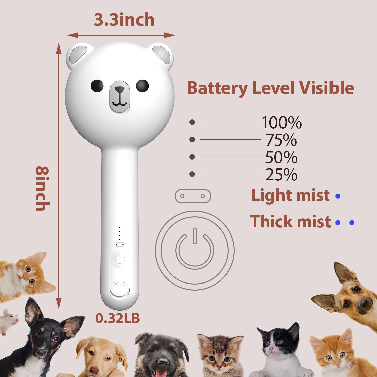 POIIOPY cat steam brush IPX7 waterproof shell remains durable around water use.