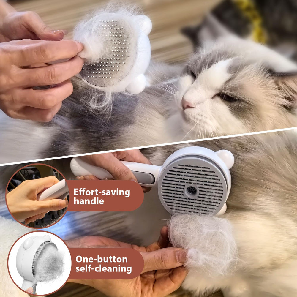 POIIOPY cat steam brush rubber-tip close-up shows skin-friendly massage.