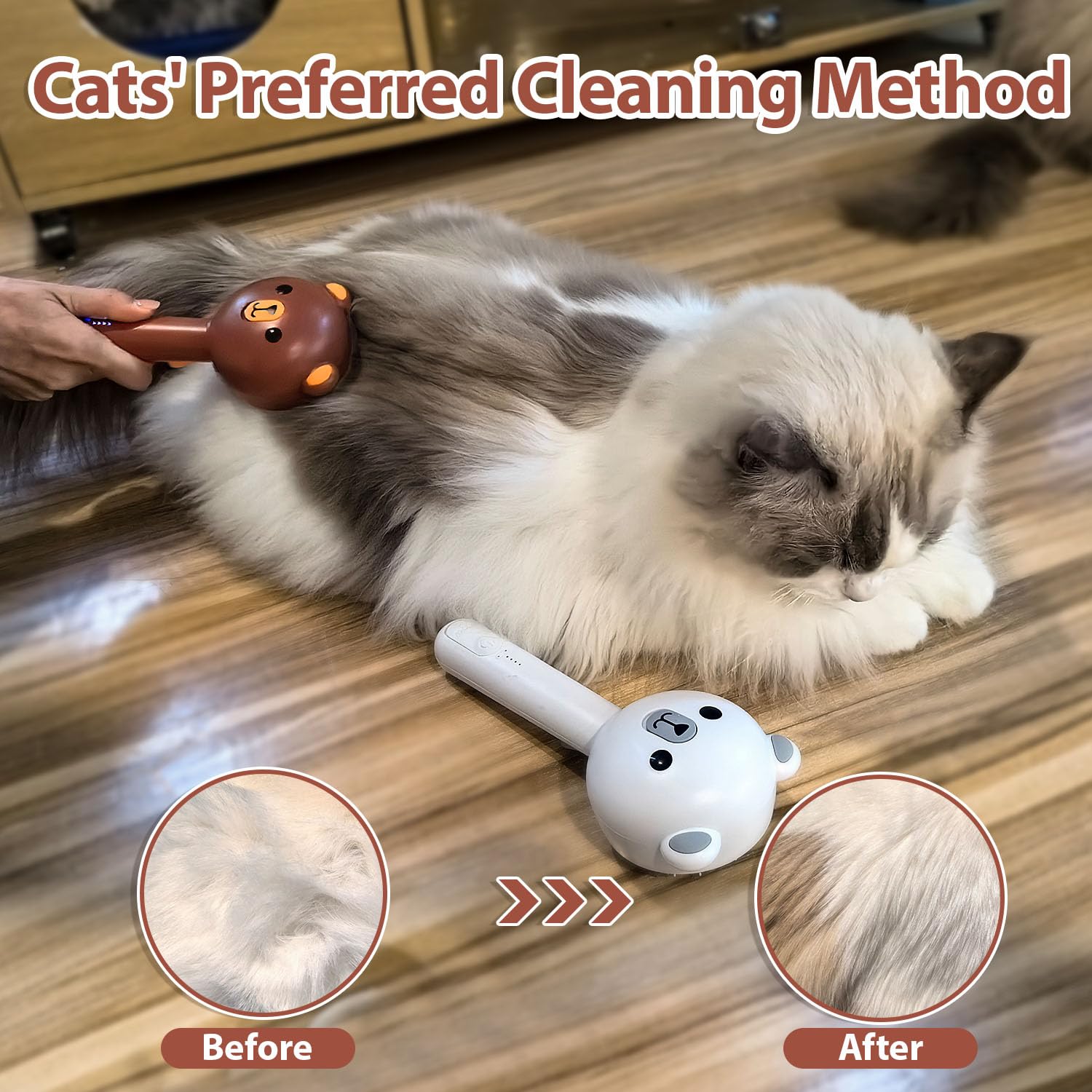 POIIOPY cat steam brush clear water tank supports longer spraying sessions.