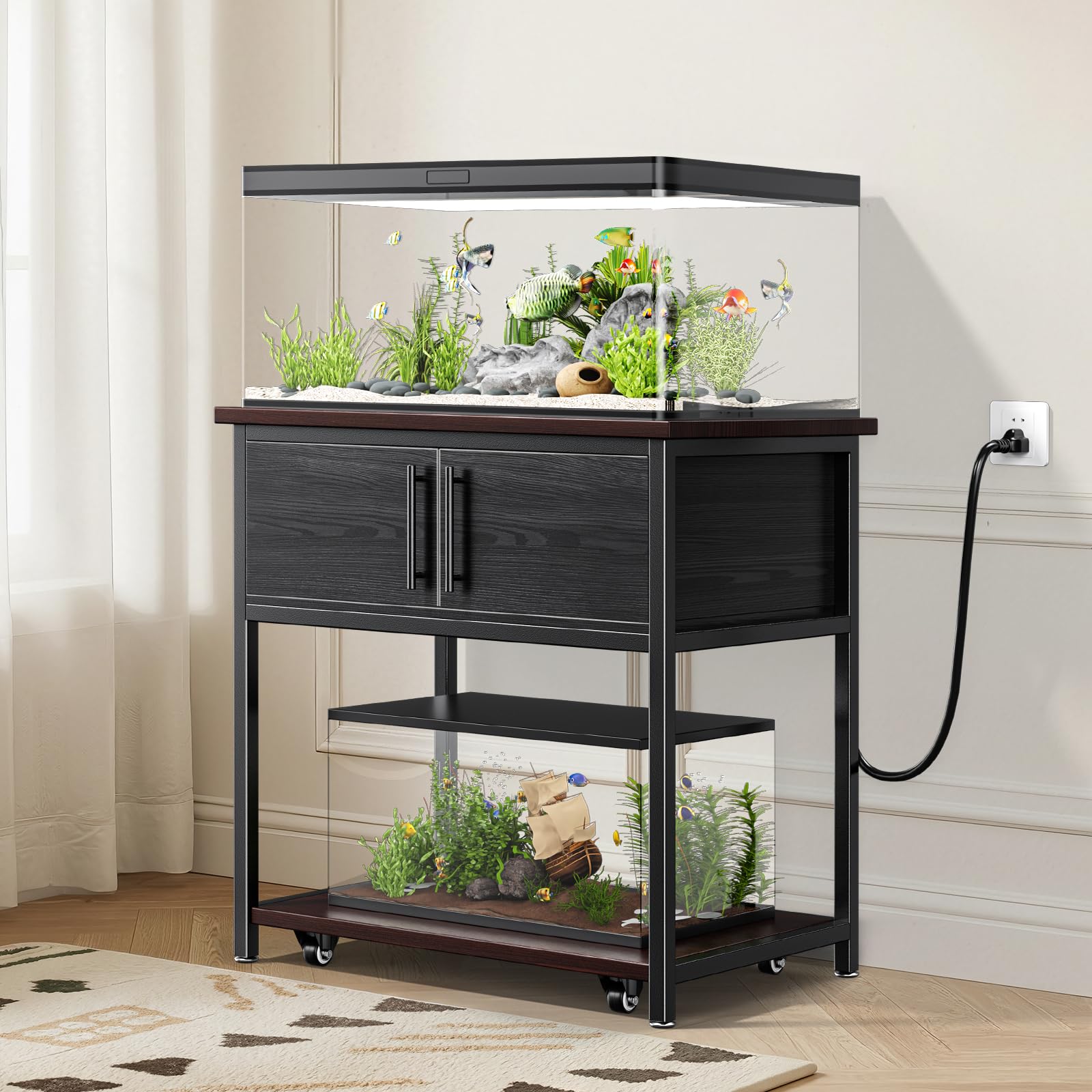 POKIPO slide-out shelf extension for easy maintenance and water changes