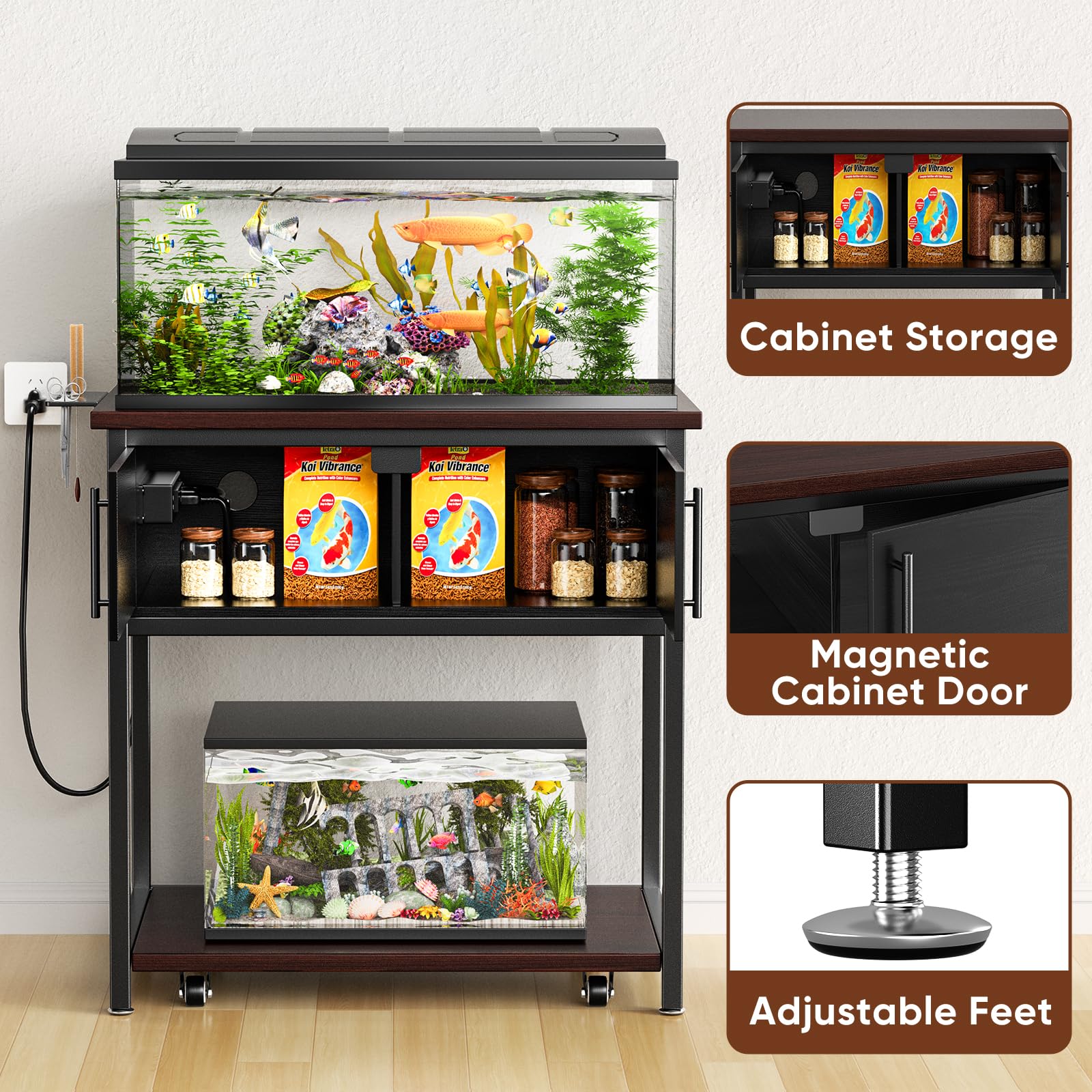 POKIPO storage cabinet keeps equipment and decor neatly organized
