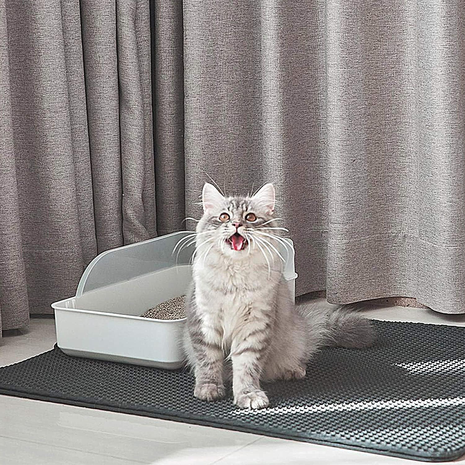 Polarduck Alfombrilla Arena Gatos 30x24 Gris asas facilitan recoger y desechar la arena