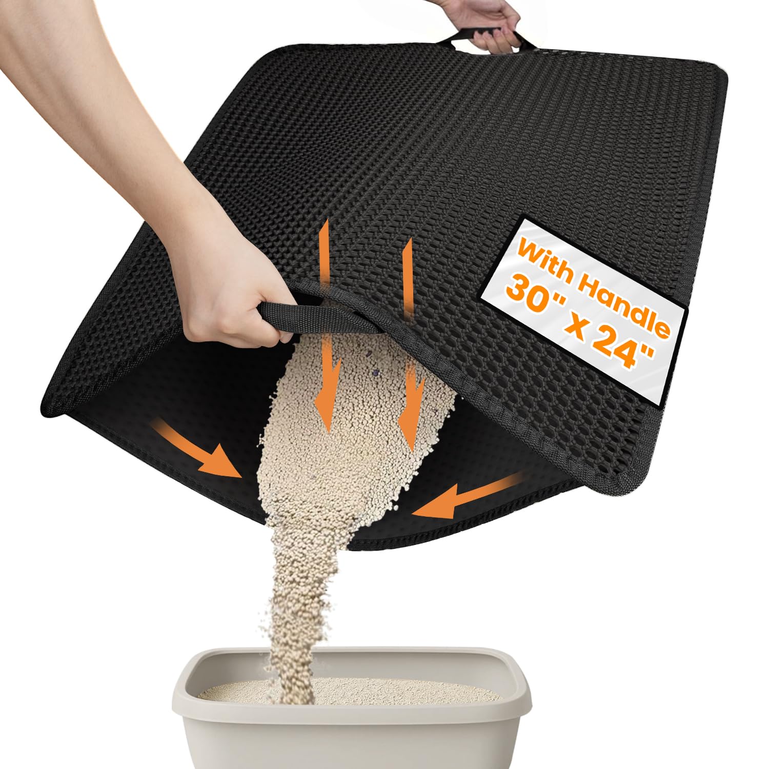 Polarduck Cat Litter Mat top view shows large coverage that reduces litter spread