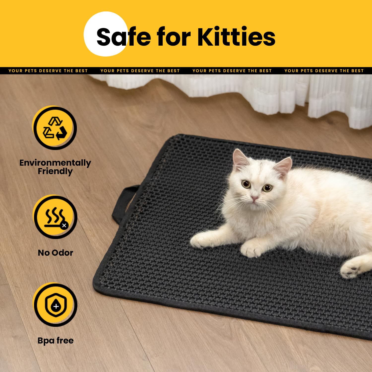 Polarduck Cat Litter Mat anti-slip texture keeps mat in place during use.