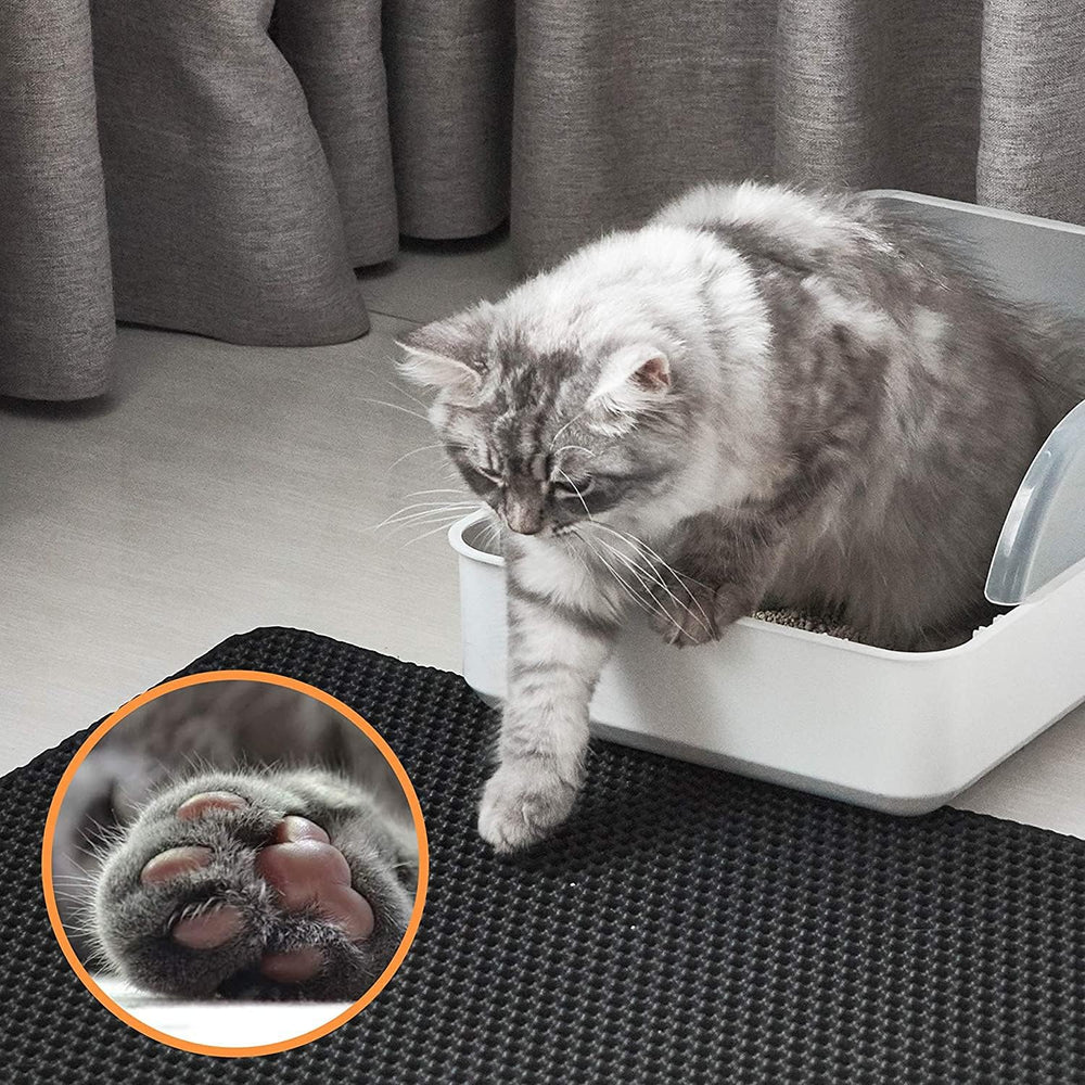Polarduck cat litter mat uses BPA-free EVA for safe paw contact.