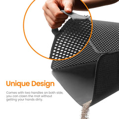 Polarduck Cat Litter Mat honeycomb close-up highlighting dual-layer design.