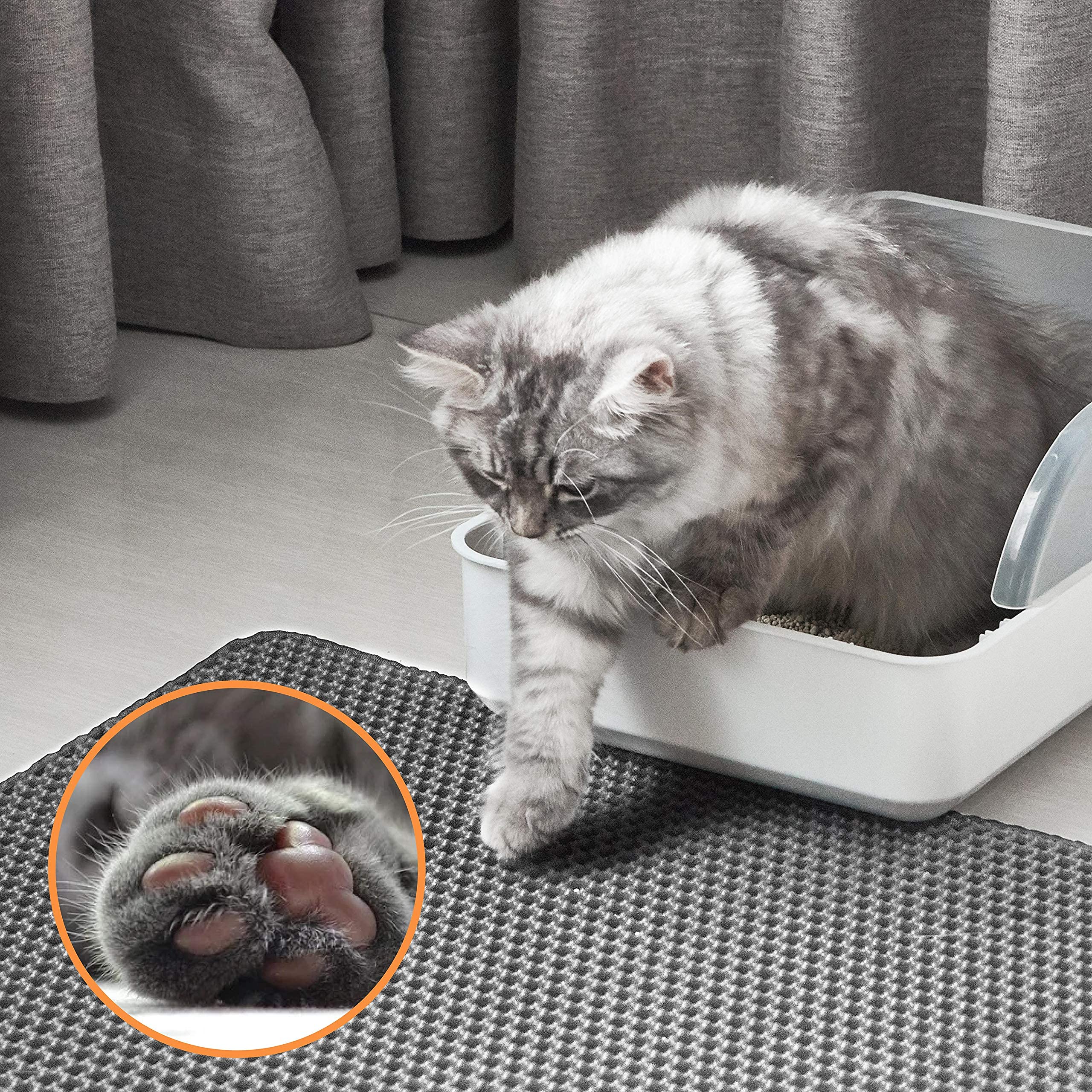 Polarduck cat litter mat washable material enables simple cleaning.