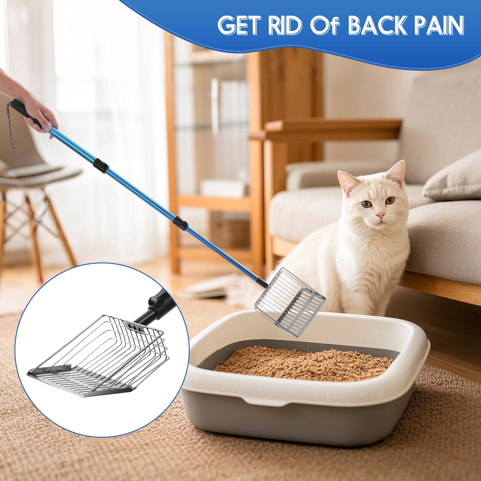 Polarduck cat litter scoop deep shovel enables quick sifting and disposal.