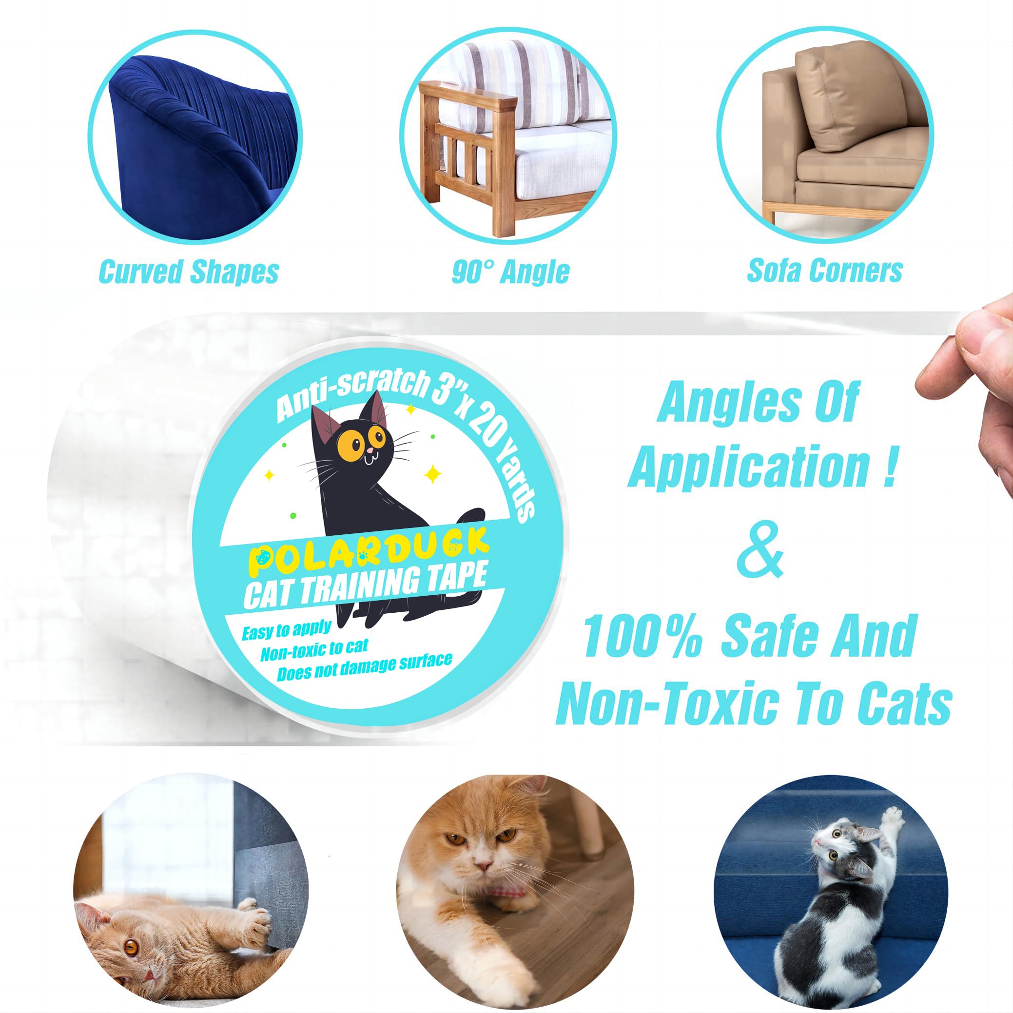 Polarduck cat scratch tape peel-back application; easy installation for instant protection.