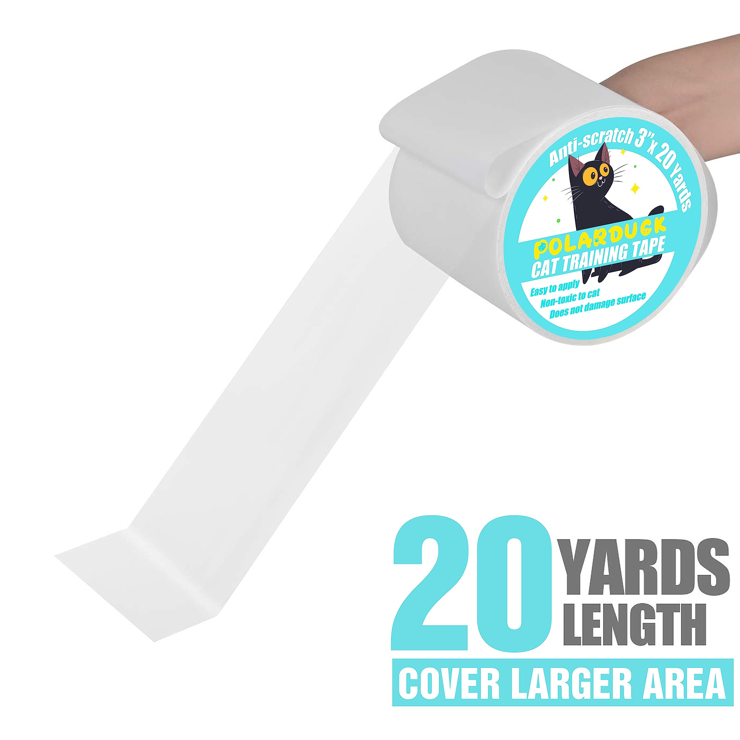 Polarduck cat scratch tape on wood door; protects high-traffic areas.