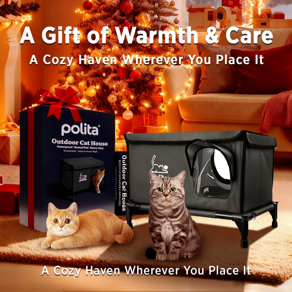 Polita rugged cat house ready-for-outdoor-use suited for barn or yard spaces.